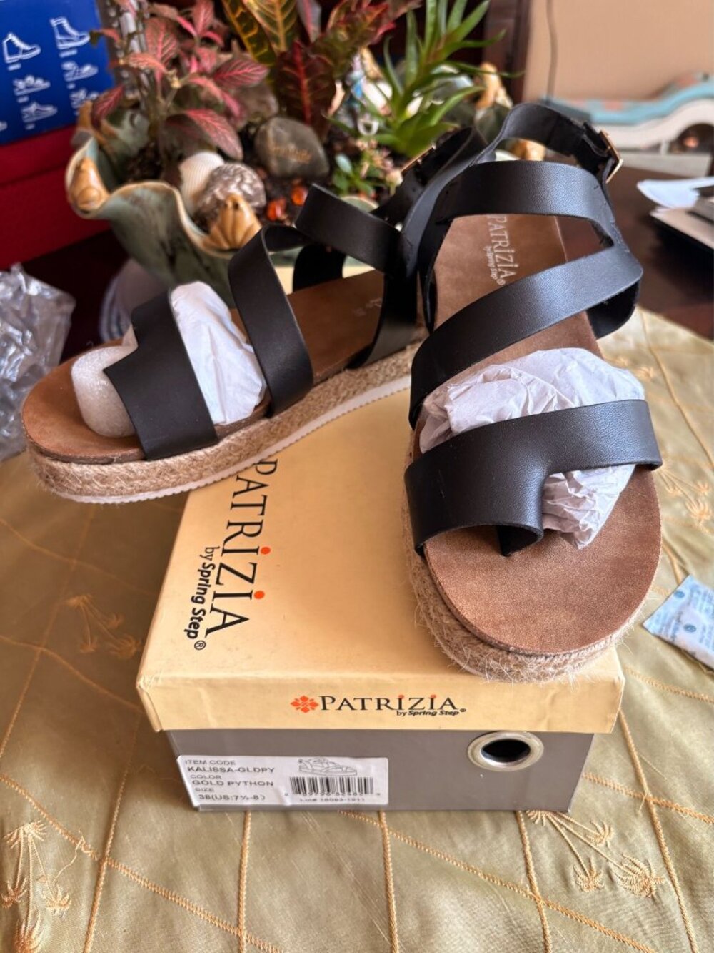 Patrizia by Spring Step Kalissa Black Espadrille Sandals - Size 38 (7.5/8)